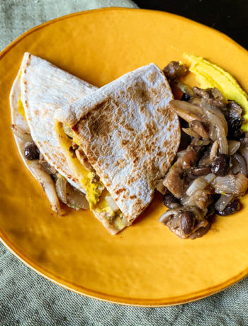 Quesadillas veganas con setas y frijoles